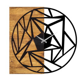 Wallity Reloj de pared decorativo de madera Nogal y Negro